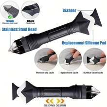 1pc Multi-Functional 3-In-1 Silicone Sealing Tool | Ergonomic Handle 6-Piece Set (5 Replaceable Heads), Durable, Non-Sharp Tips, Easy To Use, Convenient Sealing And Cleaning, Electric-Free Cementing Tool For Scraping Corners, Applying And Smoothing Silicone, Cement, And Grout; Multi-Functional Scraper Tool, Crack Silicone Sealing Tool, Stainless Steel Head - Cleaning And Scraping Tool, Scraper Tool Set, Joint Filler Tool, Flat Tool, Edge Trimming Tool And Cement Cleaner, Silicone Remover, Multi-Tool. A Must-Have For Every Household. - View 10