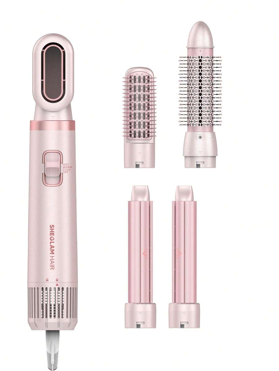 SHEGLAM HAIR Blowout Bliss 多功能造型器,3 檔風溫,30000 轉/分鐘蓬鬆梳,快速防毛躁,強勁風力,幹發速度提升 2 倍,通用電壓,適用於各種髮型(搭配不同形狀的適配器) - 粉色 - 查看 1