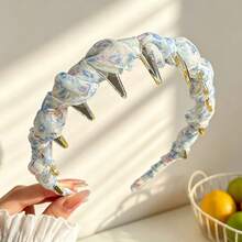 Floral Mesh High Crown Headband For Women, Wavy Toothed Non-Slip Face Wash Hair Hoop, Vacation Photo Accessory, Ladies Hair Ornament - Headband - View 9