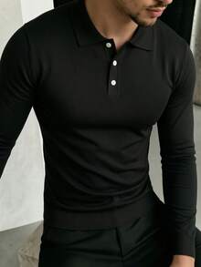 ZYNTH BALENO Men's Fashionable Turn-Down Collar Long Sleeve Sweater, Suitable For Fitness, Running, Hiking, Black - Black - View 3