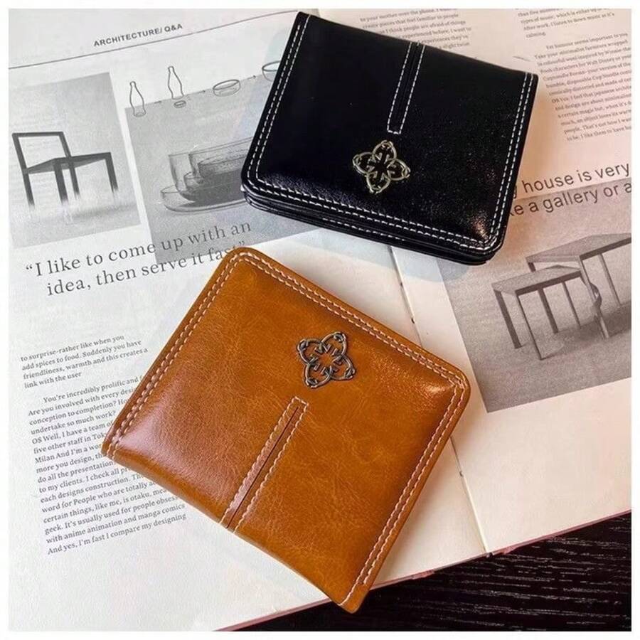 2026 New Summer Women's Short Trifold Small Wallet European & American Vintage Coin Purse Compact Cross-Border Handbag - Multicolor - View 1