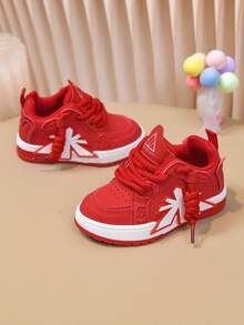 1 Pair Fashionable Sports Skateboard Shoes, Versatile Daily Wear, Breathable, Lightweight, Casual Sports - Red - View 5