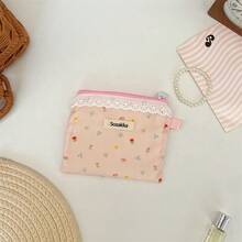 Floral Lace Coin Purse, Fresh Earphone & Data Cable Storage Bag, Lipstick Makeup Pouch - Multicolor - View 14