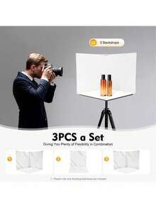 Fotokulissen,3PCS Fotokulissen Bretter,Marmor und weißer Hintergrund,Fotoshooting,Modern,für Fotoshooting Studio,Food Fotografie - 3 Stk. - Übersicht 3