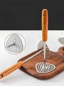 Stainless Steel Potato Masher, Taro Mash Press, Baby Food Crusher, Food Mashing Tool - Brown - View 2