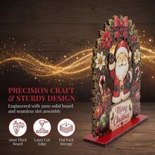 1/2pcs Vintage Santa Claus & Snowman Wooden Decorative Figurines, Wreath Arch Design, Rustic Style, Suitable For Home, Holiday Party, Country Dining Table Decor Gift, Christmas Decoration - Christmas Ornament - View 4