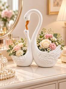 1pc Elegant Swan Planter Flower Pot, Romantic Floral Container For Patio, Balcony, Garden Table, Living Room, Wedding Centerpiece, Cottage Decor, Spring Home Styling, Porch, Entryway And Dining Accent - A - View 7