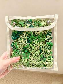 50/30/10pcs Green Mori Style Five-Pointed Star BB Hair Clips, Side Clips, Bangs Clips, Daily Hair Styling Accessories For Women And Girls - Multicolor - View 1