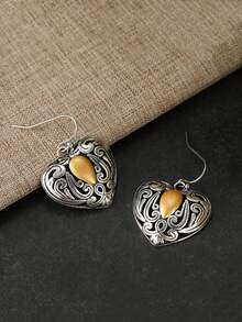 YOYO Vintage Hollow Heart Pendant Earrings - Ideal Anniversary Gift For Girlfriend/Wife - Two-color - View 5