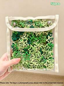 50/30/10pcs Green Mori Style Five-Pointed Star BB Hair Clips, Side Clips, Bangs Clips, Daily Hair Styling Accessories For Women And Girls - Multicolor - View 10