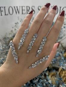 1pc Fashion Minimalist Personalized Geometric Rhinestone Jagged Bracelet, Unique Wedding Accessory - Silver - View 1