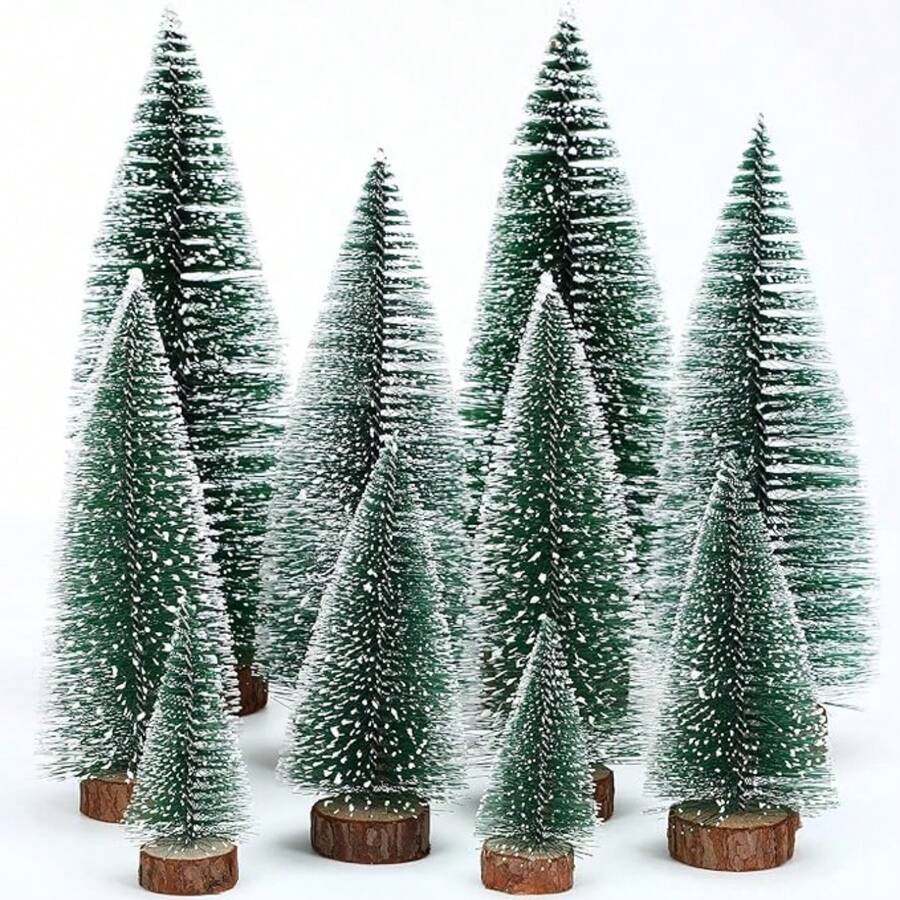 Mini Christmas Tree Desktop Ornament DIY Pine Needle Tree Christmas Decoration Snow-Covered Pine Tree Mini Christmas Tree, Snowy Holiday Tree, Christmas Party Suggestion, Home Desktop, Party Centerpiece Decoration Or Gift - F - View 1