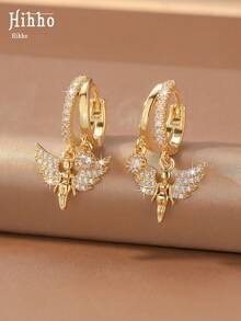 Hihho 2pcs/Set Luxury Style Angel Wing Ear Cuff Earrings, Atmospheric Women's Earrings Suitable For Dating, Commuting, Party Wear - Angel - View 5