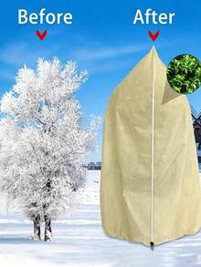 1pc Large White Plastic Plant Cover, Plant Insulation Cover With Zipper And Drawstring - Fruit Trees, Shrubs, Potted Plants Frost Protection Bag, Reusable Winter Plant Jacket, Winter Plant Care | Drawstring Closure Cover, Wind And Rain Protection Cover, Plant Protection Cover, Also Anti-Insect And Anti-Bird - [Zipper/Drawstring Lock Style] - View 8