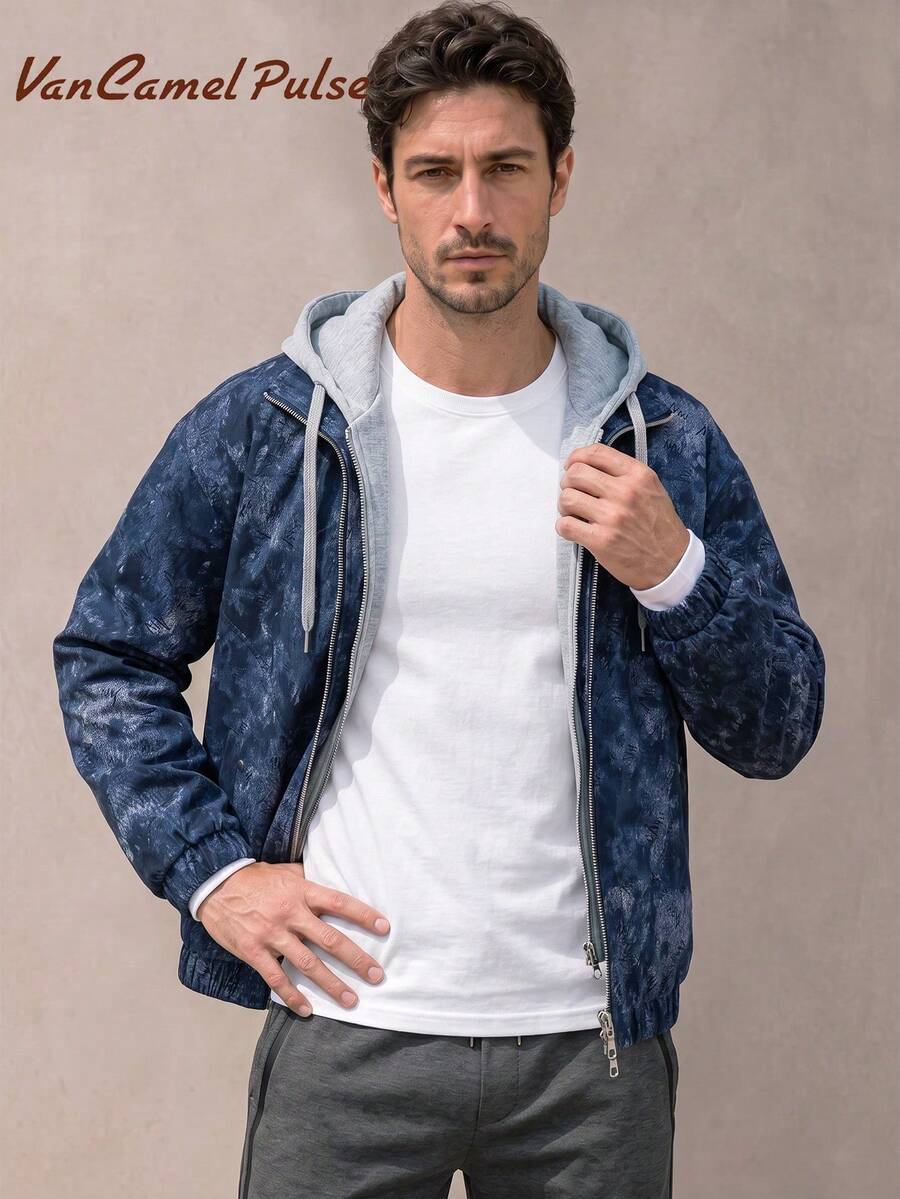 Vancamel Pulse Men's Minimalist Versatile 2 In 1 Sweatshirt Jacket, Casual Commuter Top - Blue - View 1