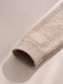 JIANHU Autumn/Winter Casual Sweater, Decorated With Crochet Lace Trim And Ribbed Cuffs - Khaki - View 9