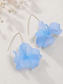 1 Pair Fashionable Vacation Style Acrylic Flower Earrings Dangle Women Jewelry, Suitable For Daily Wear, Vacation, Party, Gathering - Baby Blue - View 3