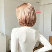 Synthetic Wig Women Short Bob Wig Light Rose Gold Straight Middle Part Hair Wig Daily Party Heat Resistant Synthetic Hair Wigs - Multicolor - View 4