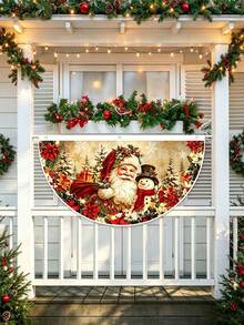 2pcs/1pc Christmas Themed Fan-Shaped Small Flag Decorations, Suitable For Christmas Party, Christmas Tree Decoration, Theme Party, Thanksgiving, New Year, Christmas Party Favors, Holiday Party And Holiday Scene Decoration - One Size Fits All - View 12