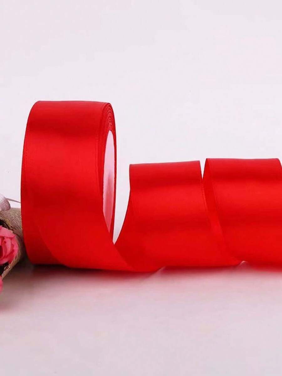 1/5PCS Colorful Gift Wrapping Ribbon, Satin Ribbon, Silk Ribbon, 4CM Wide, For Artificial Rose Making, Gift Wrapping - Red - View 1