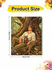 1 Set Man And Raccoon DIY Digital Oil Painting Kit, Artistic Oil Painting Set, Suitable For Adult Beginners, Bedroom Decor And Art Wall Decoration, Holiday Gifts. - Sets - View 9