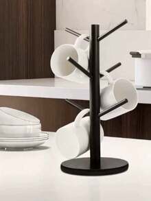 1pc Mug Holder, Mug Hanging Rack, Coffee Cup Rack With 6 Hooks, Suitable For Bar Counter, Coffee Bar Accessories And Decoration, Essential Coffee Storage Item, Home Bathroom Decor, Autumn Decor, Back To School Decor - A - View 3