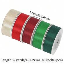 5 Rolls/3 Rolls/1 Roll Double-Sided Gold Thread Ribbon, High-End Gift Wrapping Satin Ribbon, Christmas Ribbon Bows, Cake And Flower Packaging, Christmas Tree And Wreath Decoration, Handmade DIY Accessories Ribbon, Mall And Party Atmosphere Decoration Ribbon - View 35