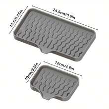 Wavy Silicone Soap Drain Mat, Non-Slip Multi-Function Splash-Proof Soap Holder, Kitchen Bathroom Sink Soap Dish Sponge Water Collection Pad - Multicolor - View 10