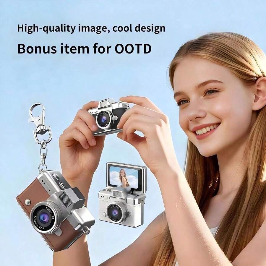 1080P HD 1.47 Inch Large Screen Mini Digital Camera, Portable Pocket Camera, 4 Filter Modes, Auto Exposure, 64GB Storage, 4x Zoom, 200mAh Battery - Multicolor - View 1