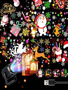 Lampu Proyektor Natal USB, Proyeksi Multi-Pola Kepingan Salju, Manusia Salju & Pohon Natal, Braket yang Dapat Diatur, Untuk Ruang Tamu, Pesta, Rumah, Lampu Sorot Dekorasi Suasana Natal - Lampu proyektor - View 3