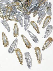20入女童金銀色亮片水滴簡約可愛髮夾，瀏海與散髮用髮夾，日常使用髮飾 - 彩色 - 查看 3