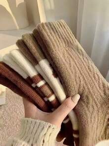 4 Pairs Autumn/Winter Sweet Thick Warm Terry Mid-Calf Socks For Outdoor Wear - Multicolor - View 5
