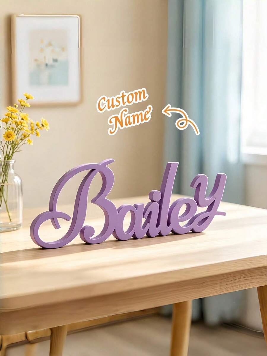1pc Customized 3D Printed Name Plate, Personalized Your Name, Fashionable Unique Design, Suitable For Home Decor, Birthday, Wedding, Housewarming, Special Occasions - Multicolor - View 1