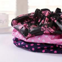 1pc Double Layer Printed Waterproof Shower Cap, Inner And Outer Double Layer Design, Outer Layer Printed Chiffon Fabric, Inner Waterproof Lining - View 4