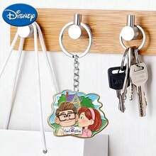 Disney Up House Couple Cartoon Pattern, Acrylic Pendant With Chain, Suitable For Bags, Keys And Car Keys, Travel Accessories Gift, Cute Floral Keychain Design, Smooth Surface, Keychain, Decorative Keychain, Cartoon Keychain, Christmas Gift, Fan Gift, 2D Flat Gift, Holiday Gift, Home Decor, Christmas Gift, Halloween Gift - Multicolor - View 3
