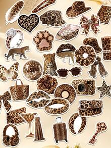 50 pcs Stiker Motif Macan Tutul Cokelat Y2K untuk Dekorasi Planner, Buku Harian, Scrapbook, Buku Catatan, Koper, Gitar, Skateboard, Manual, Laptop, Botol Minum, Ponsel - MultiWarna - View 1