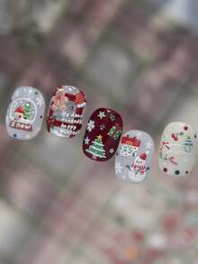 1pc 5D Cute Winter Cartoon Nail Stickers Mini Christmas Snowman Elk Santa Self‑Adhesive Nail Art Decals For Manicure Decor - Multicolor - View 7