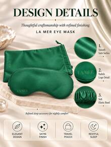 La Mer Eye Mask, 21*9cm, Storage Pouch 25*12cm, Single Piece, Silky Blackout, Skin-Friendly Sleep Aid, Suitable For Home And Travel - Green - View 6