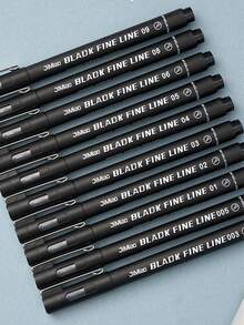 10pcs Hand-Drawn Technical Pens With 10 Different Nib Sizes, Black Waterproof Quick-Dry Fineliner Pens, Smooth Ink Flow Fade-Resistant Drawing Pens For Artists, Manga, Illustration, Engineering Sketches And Bullet Journals - Pencil - View 7