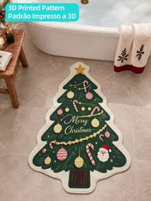 DAJIANG 1pc Christmas Tree Print Rug, Kitchen Mat, Hallway Runner, Area Rug For Bathroom, Kitchen, Hallway, Bedroom, Living Room, Bedside, Machine Washable, Easy To Clean, Entryway Mat, Non-Slip Backing, Bedroom Decor - Multicolor - View 8