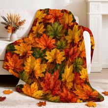 1pc Autumn Maple Leaf Theme Throw Blanket, Colorful Maple Leaf Print Pattern Fleece Blanket, Flannel Single-Sided Printed Blanket, Perfect For Holidays, Birthdays, Sofa And Home Decor - Multicolor - View 6