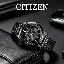 CITIZEN Men's -Drive Multi-Function Watch Matte Black Case Sub-Dial Chronograph Layout Breathable Black Mesh Strap Minimal Urban Men Wristwatch - Black - View 5