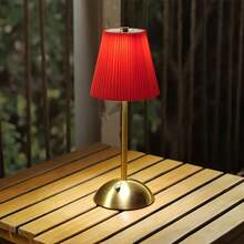 LED Wireless Pleated Touch Night Light, Metal Umbrella Bedside Lamp, 3 Color Temperatures & Stepless Dimming, Built-In 1200mAh Battery, Suitable For Living Room Decor, Office, Bedroom, Hotel, Perfect Christmas & Valentine's Day Gift - Fabric Table Lamp - View 13