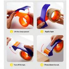1pc Packing Tape Dispenser Set With 30m Tape, Handheld Packaging Tape Dispenser With Built-In Metal Cutter, Carton Sealing Tool, Suitable For Home Moving, Warehouse, Office And Express Packaging - Plastic - View 8
