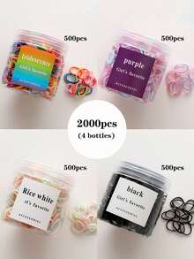 500pcs Girls Fashion Daily Decorative Minimalist Small Hair Ties, Suitable For Daily Matching - Multicolor - View 3