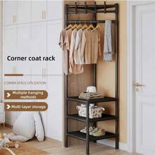 Title: Multifunctional Floor Standing Garment Rack With Shoe Storage Shelves & Top Hooks, Heavy Duty Metal Clothes Organizer & Coat Stand For Bedroom, Living Room, And Entryway - View 3