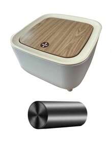 Mini Desktop Trash Can With Lid Set,Bote De Basura,Back To School,Small Countertop Waste Bin For Bedroom, Living Room & Bathroom, Wood Grain Design - Multicolor - View 9