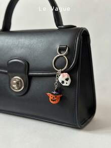 Halloween Spooky Skull & Witch Pumpkin Keychain - Cute Kawaii Gothic Bag Charm & Purse Pendant Accessory - Multicolor - View 5