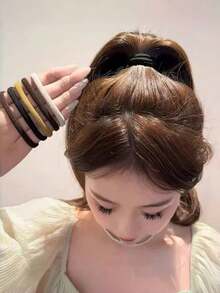 20 Large Seamless Rubber Bands, Hair Ties, Hair Ropes, High-Elastic Hair Ties, Black Hair Accessories - Multicolor - View 11
