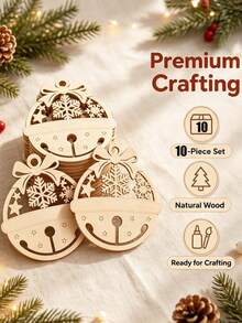 24pcs Wooden Christmas Tree DIY Hanging Ornament Set - Includes Bows & Bells, Holiday Handmade Decoration, Home Christmas Tree Hanging Decor, Creative Gift Box Ornaments - Multicolor - View 9